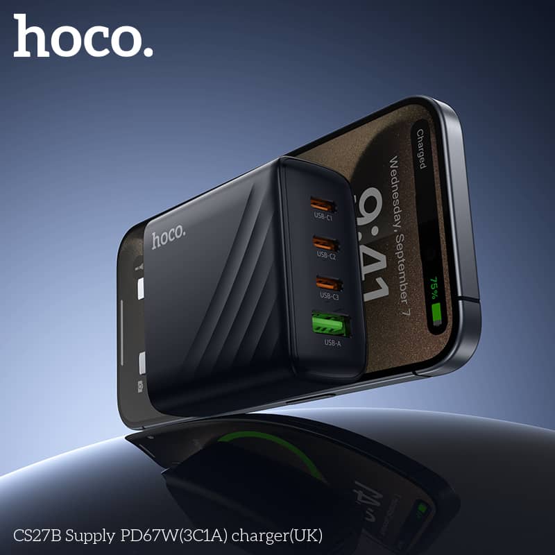 Hoco CS27B Supply PD67W (3C1A) Charger Set – C to C UK Plug