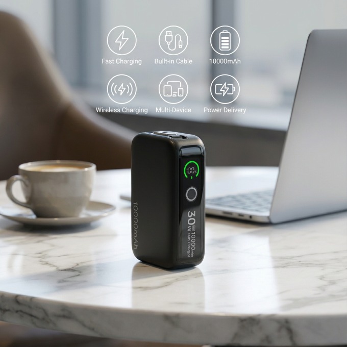  6-in-1 Retractable Cord Mini Power Bank