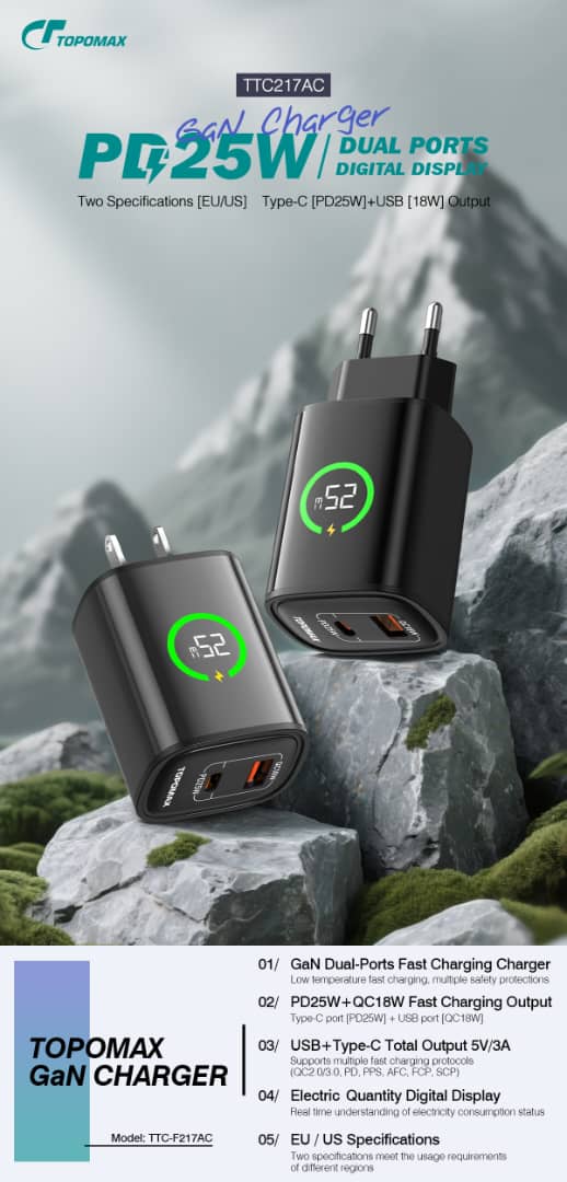TOPOMAX TTC-F217AC 25W Fast Charger