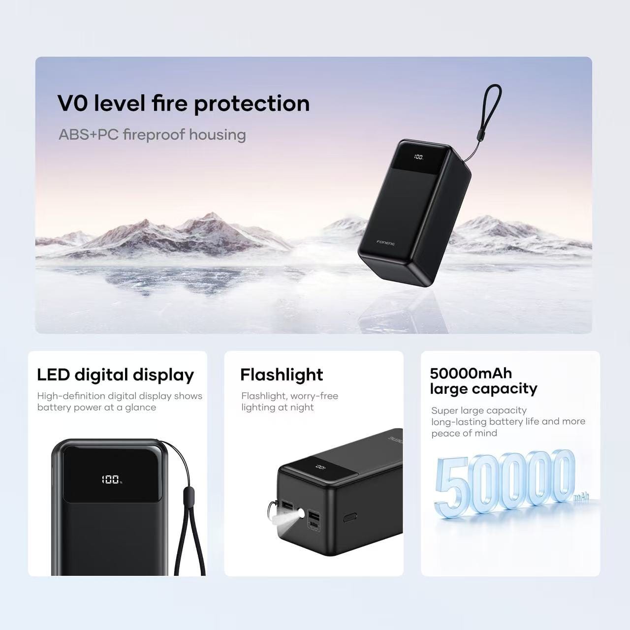 ⚡ FONENG 50,000mAh Power Bank