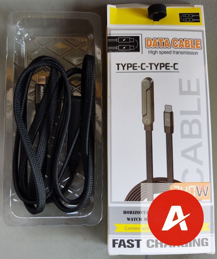 Avazonia 240W Type-C to Type-C Fast Charging Cable with Foldable Phone Stand