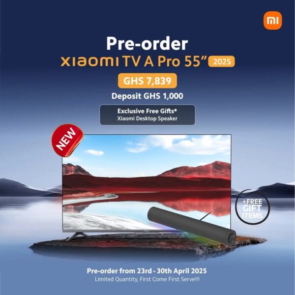 🔥 Pre-Order Now: Xiaomi TV A Pro 55″ – Bezel-less 4K Smart Google TV Status: Available for Pre-Order 📦 Reserve yours now – Limited Stock