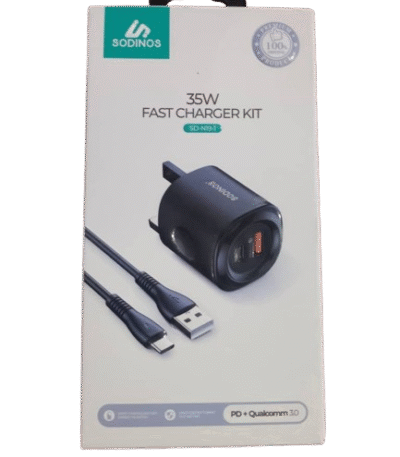 SODINOS 35W Fast Charger Kit | PD + Qualcomm 3.0 | Dual Port | With Cable