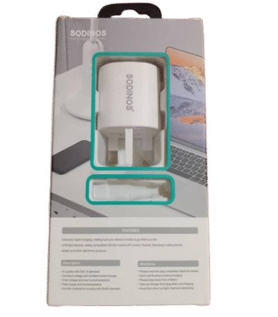 SODINOS 35W Fast Charger Kit | PD + Qualcomm 3.0 | Dual Port | With Cable